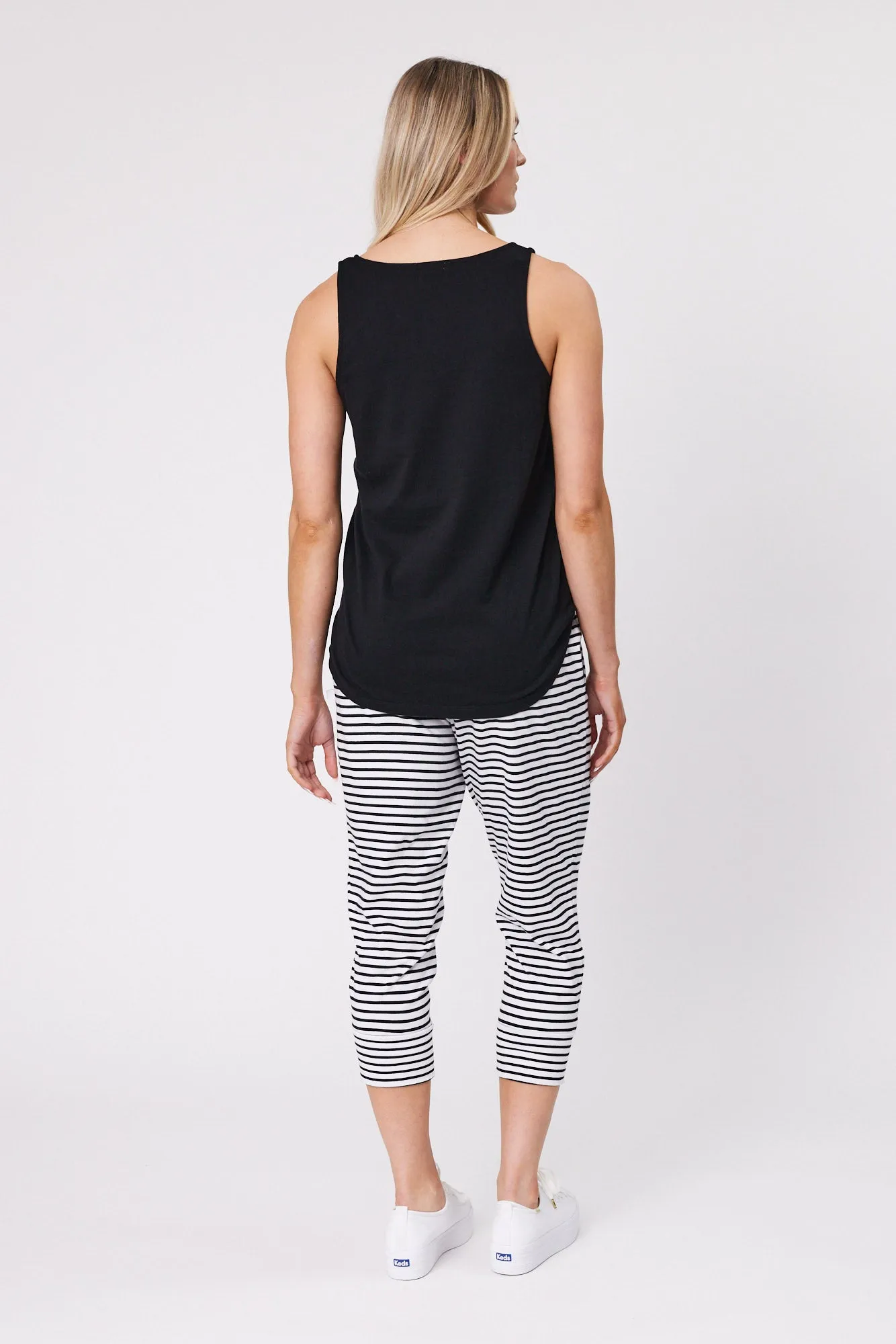 Shine On Essentials Stripe Pant White Black Stripe
