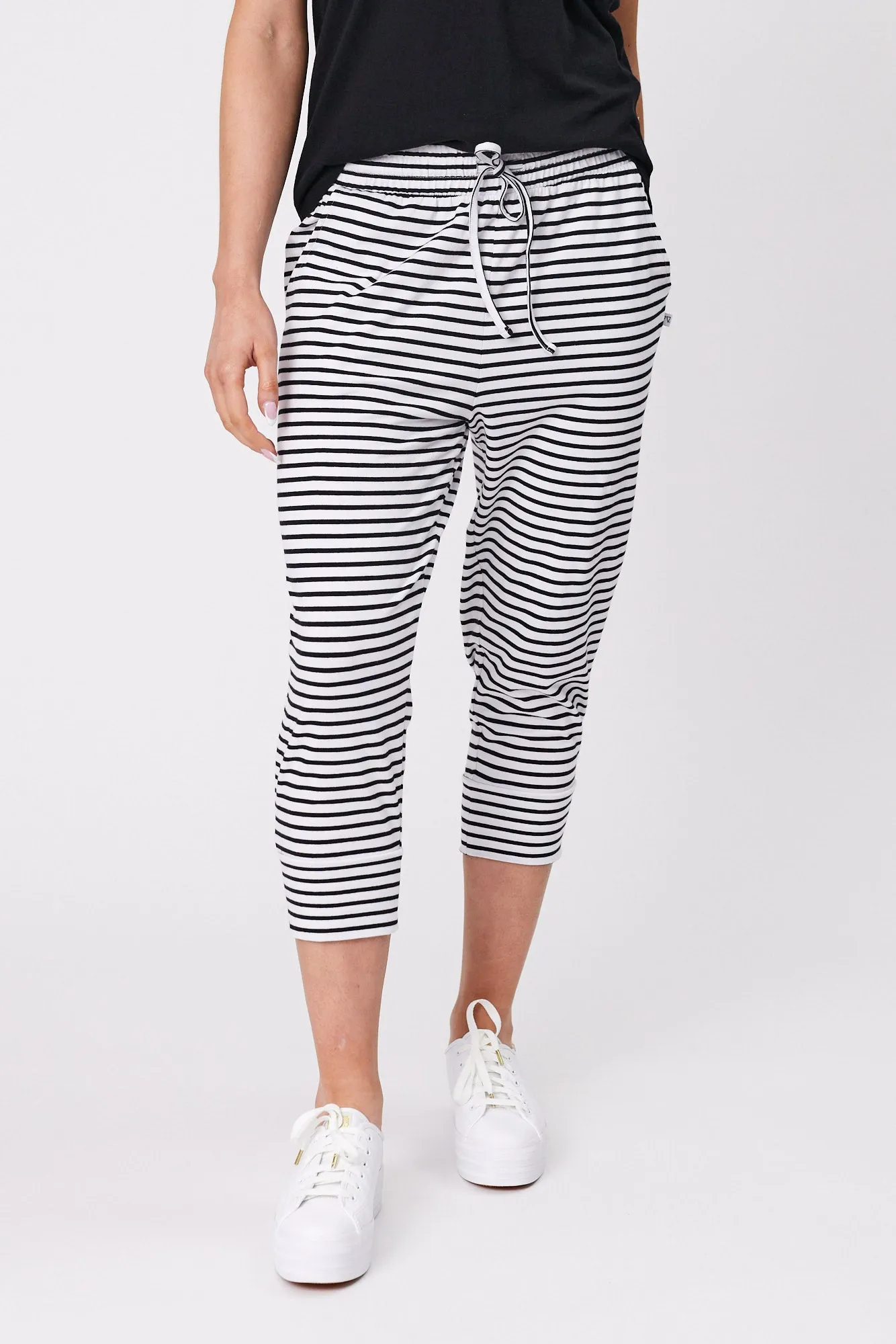 Shine On Essentials Stripe Pant White Black Stripe