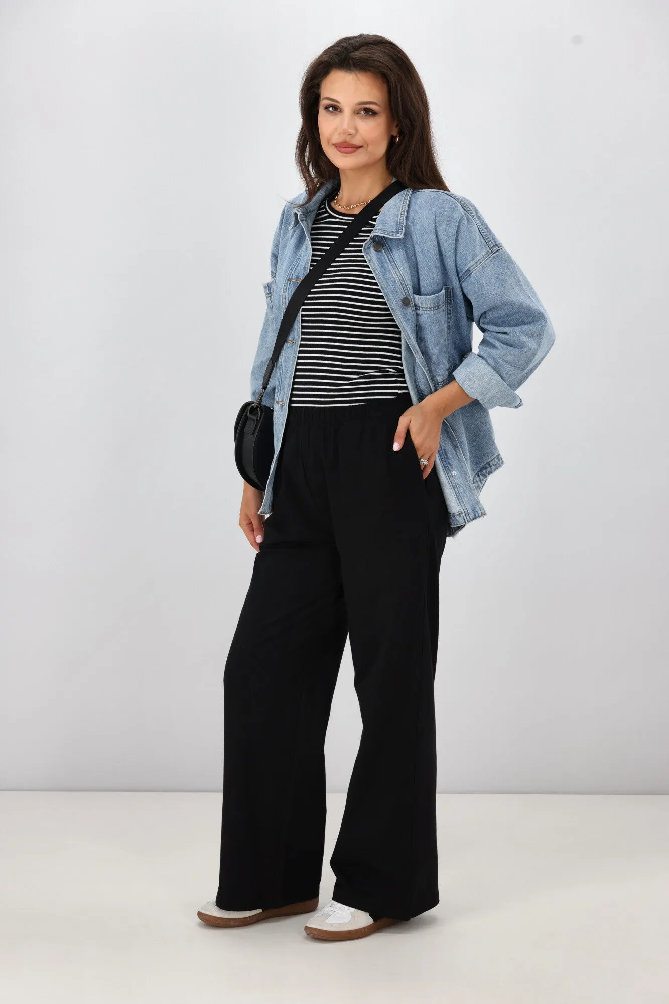 Shine On Essentials Wide Leg Track Pant Black