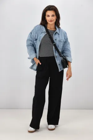 Shine On Essentials Wide Leg Track Pant Black
