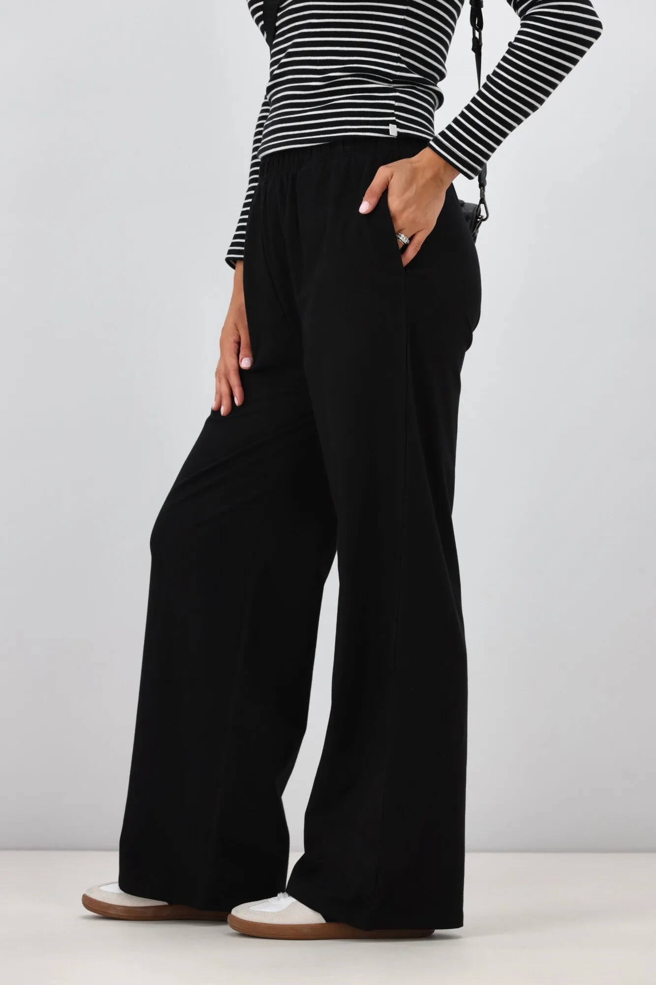 Shine On Essentials Wide Leg Track Pant Black
