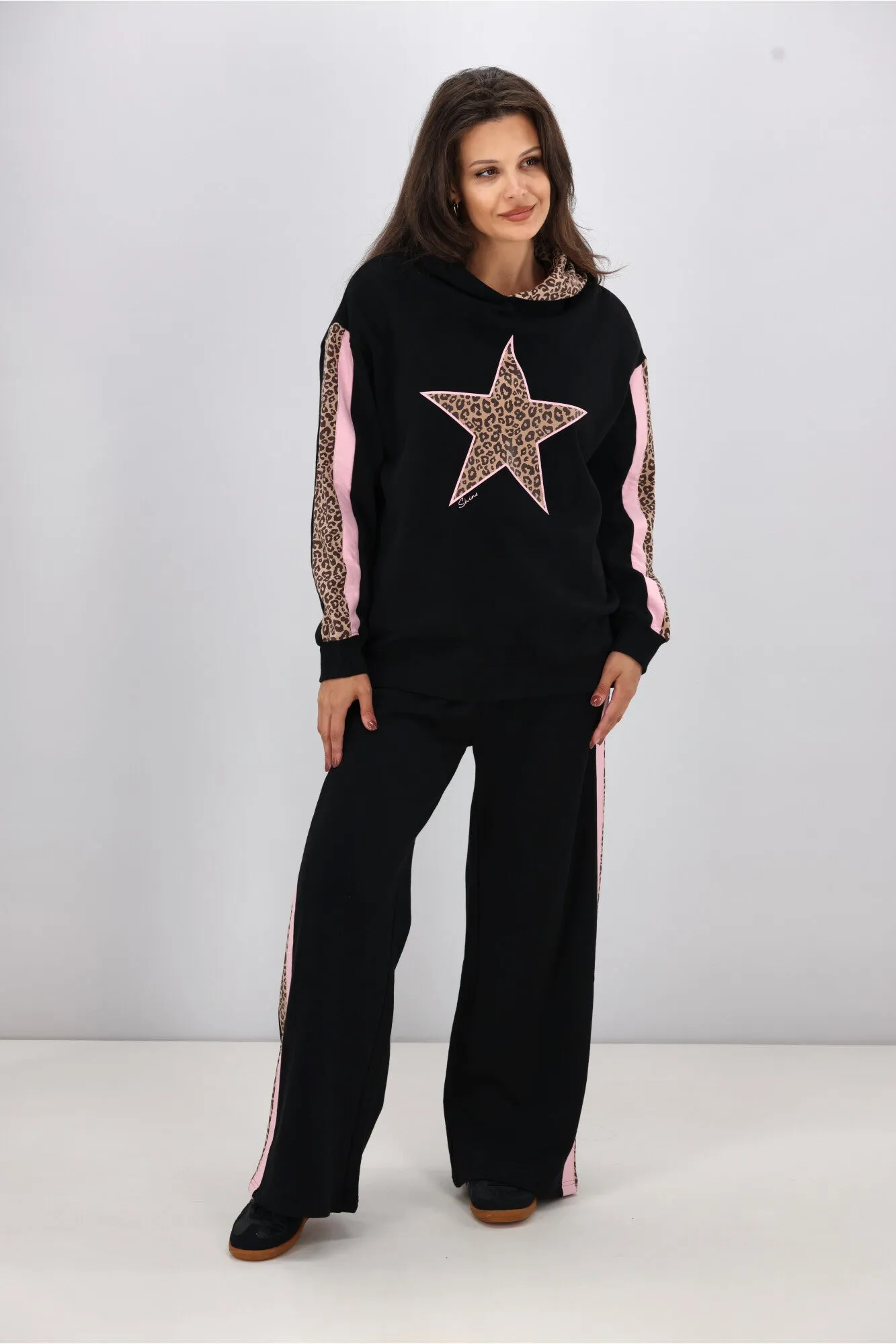 Shine On Label Alice Wide Leg Track Pant Black