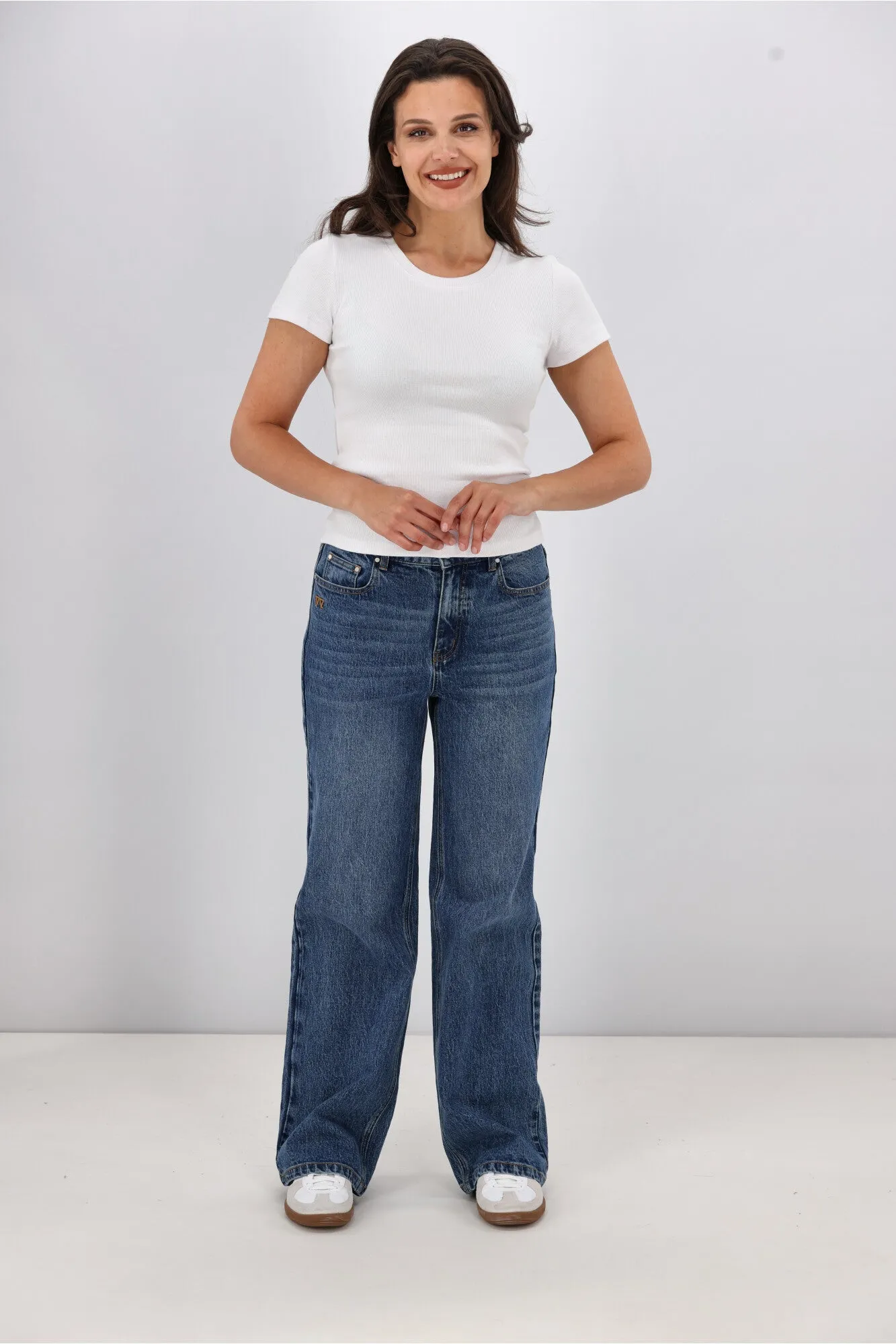 Shine On Label Chapel Classic Wide Leg Jeans Indigo