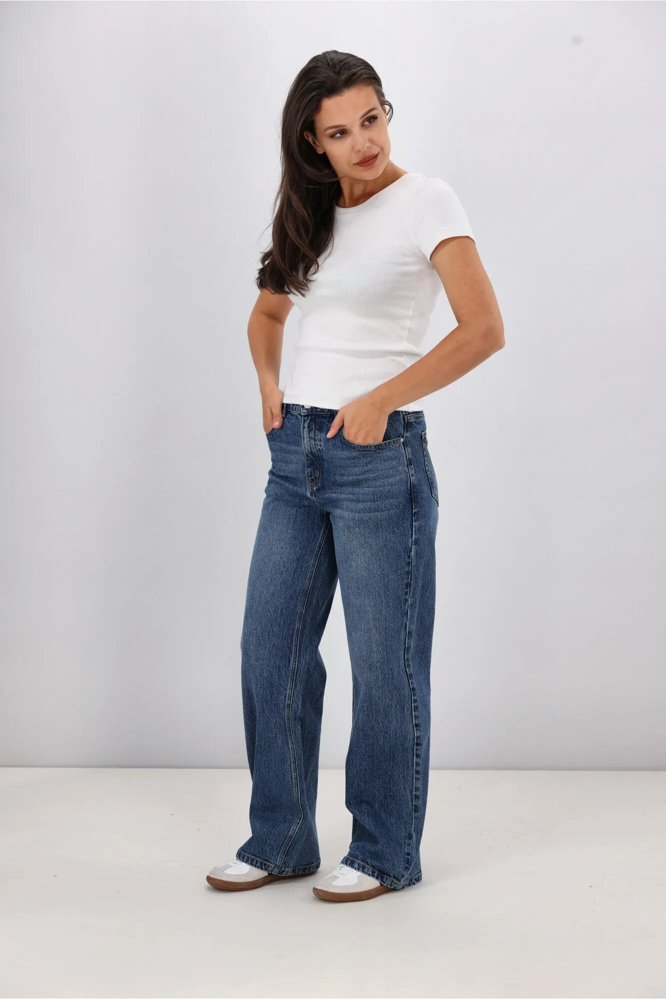 Shine On Label Chapel Classic Wide Leg Jeans Indigo