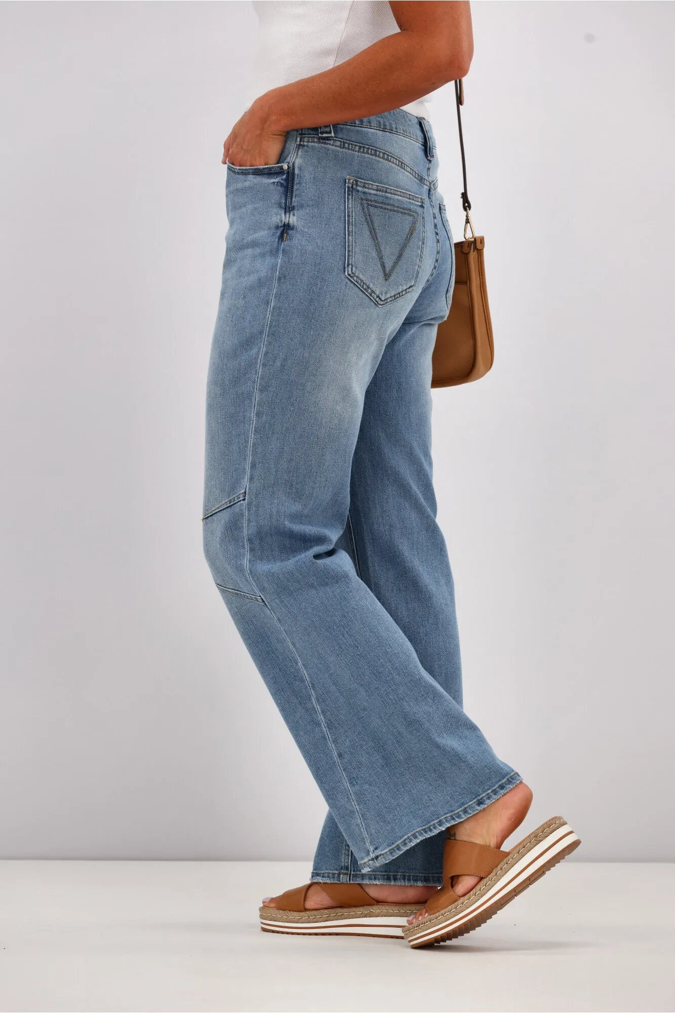 Shine On Label Dawson Wide leg Jean with Darts Vintage Blue