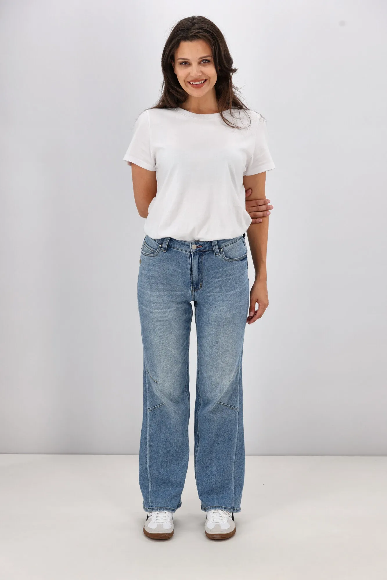 Shine On Label Dawson Wide leg Jean with Darts Vintage Blue