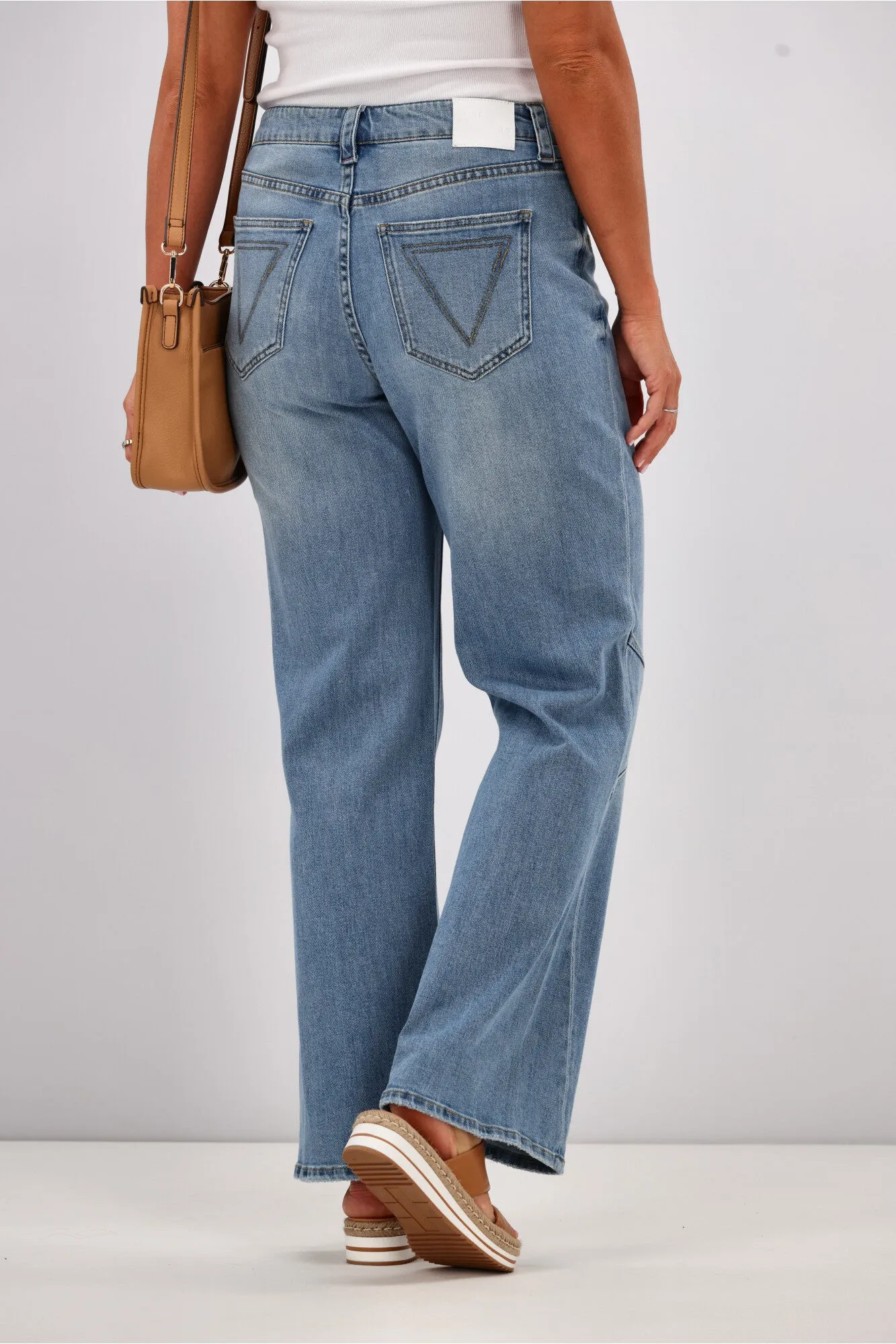 Shine On Label Dawson Wide leg Jean with Darts Vintage Blue