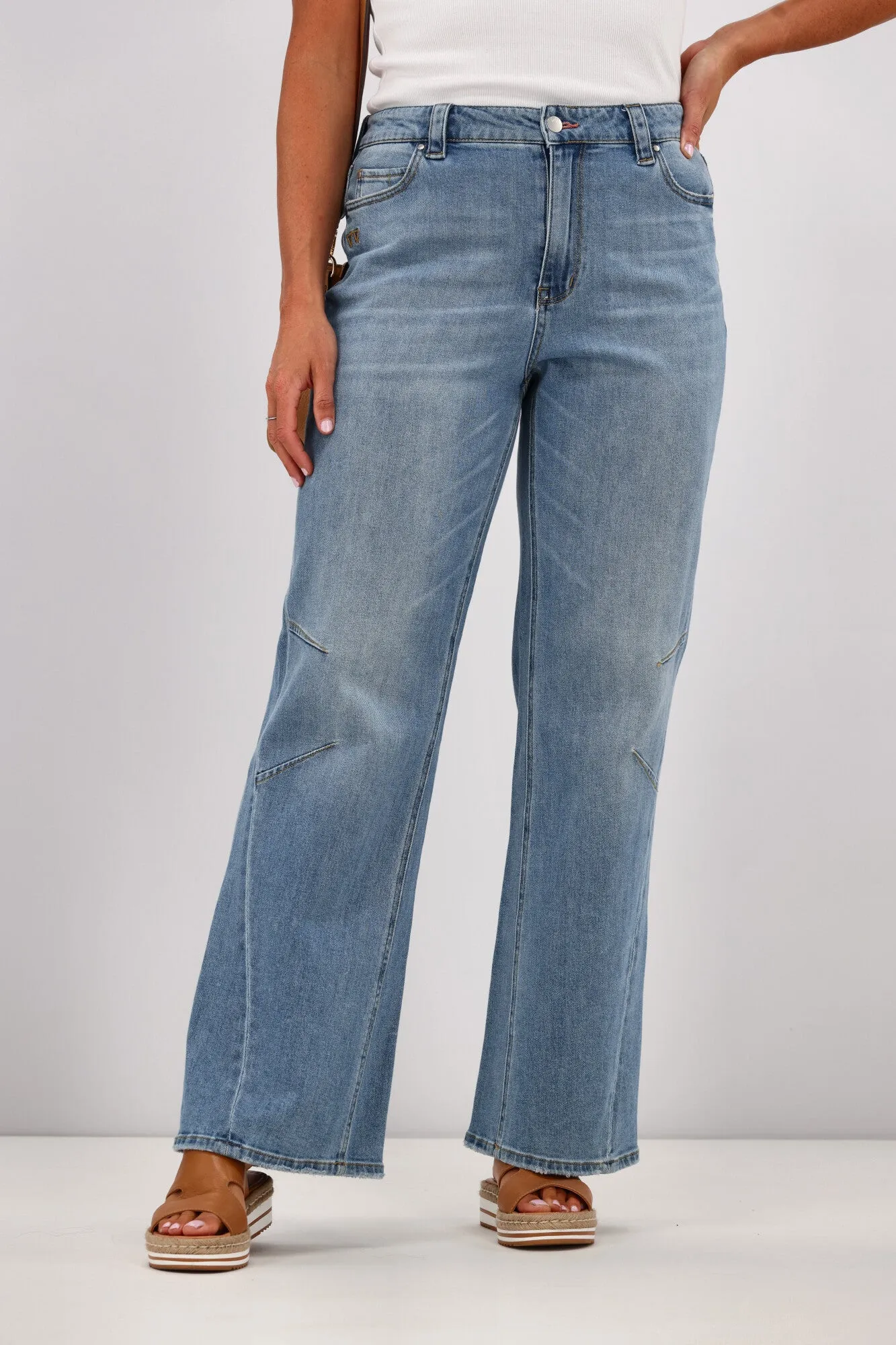 Shine On Label Dawson Wide leg Jean with Darts Vintage Blue