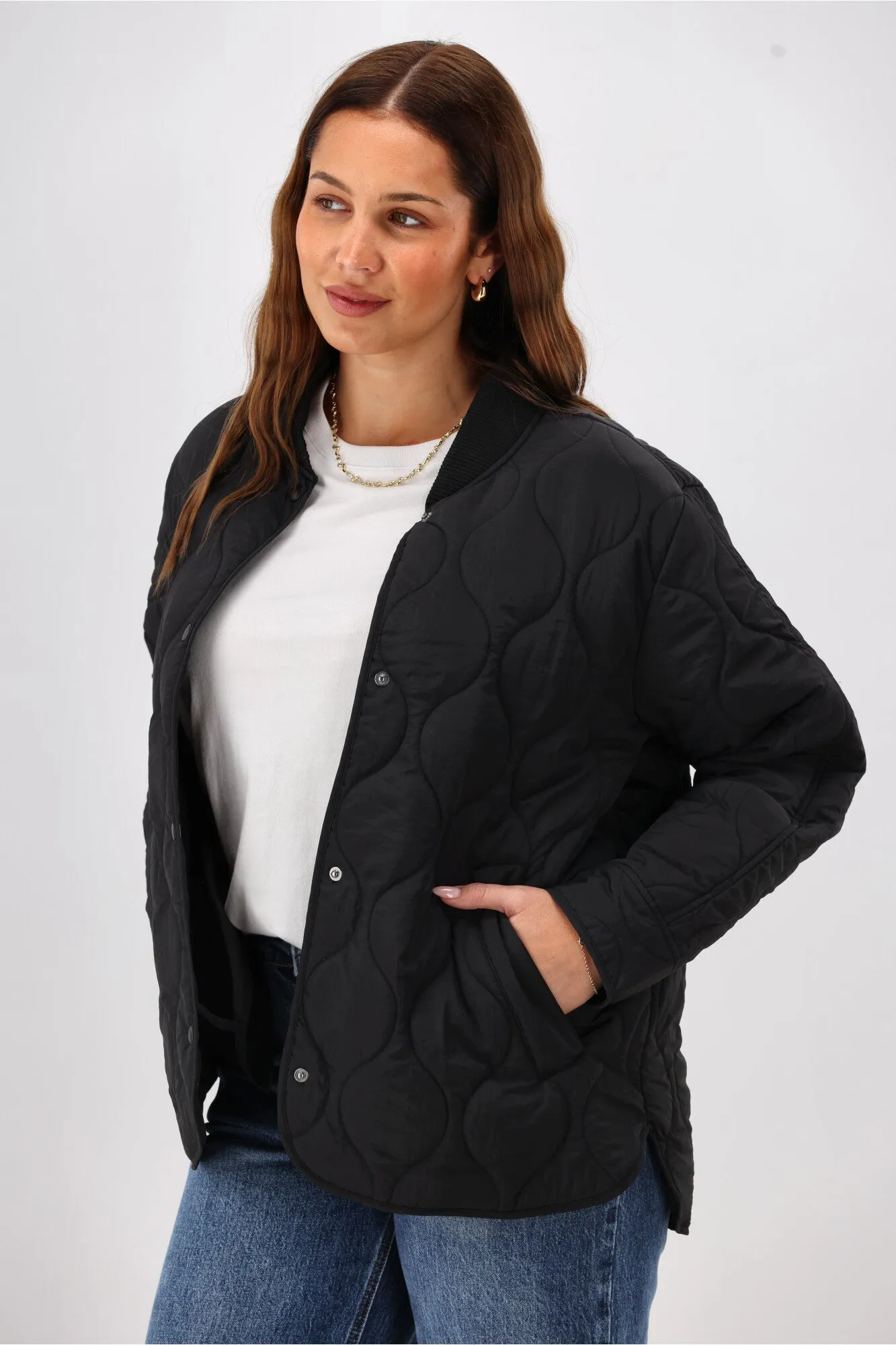Shine On Label Haven Quilted Jacket Black