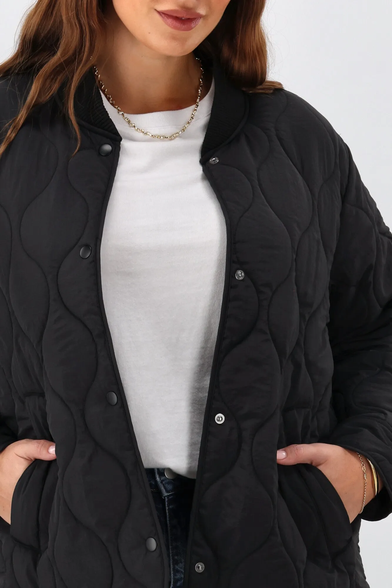 Shine On Label Haven Quilted Jacket Black