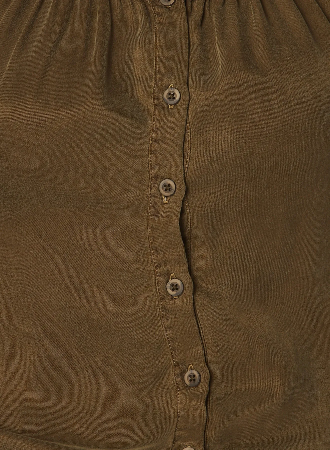 Shirred Button Front Blouse - Autumn Olive