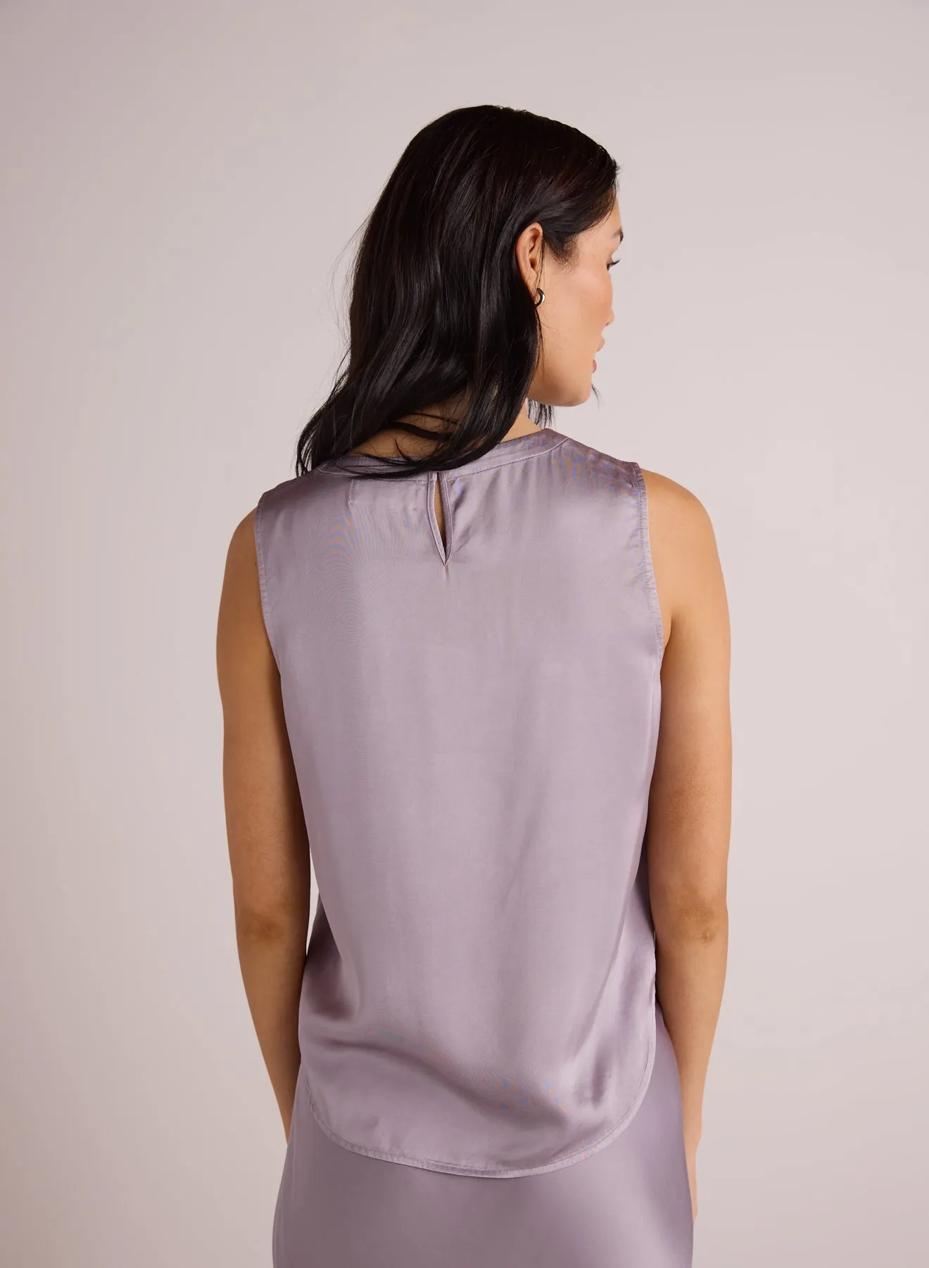 Sleeveless Crew Neck Top - Glacier Grey