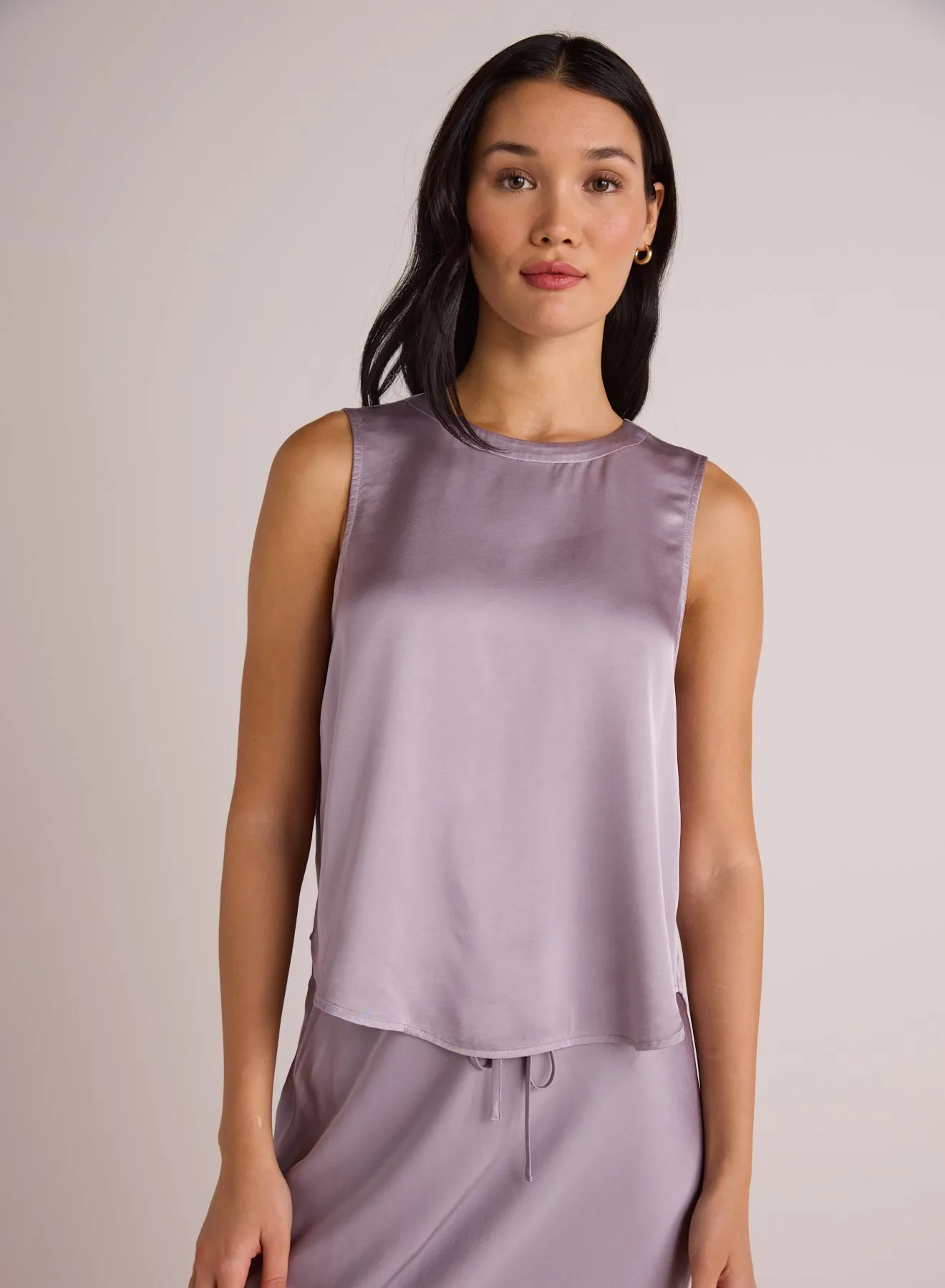 Sleeveless Crew Neck Top - Glacier Grey