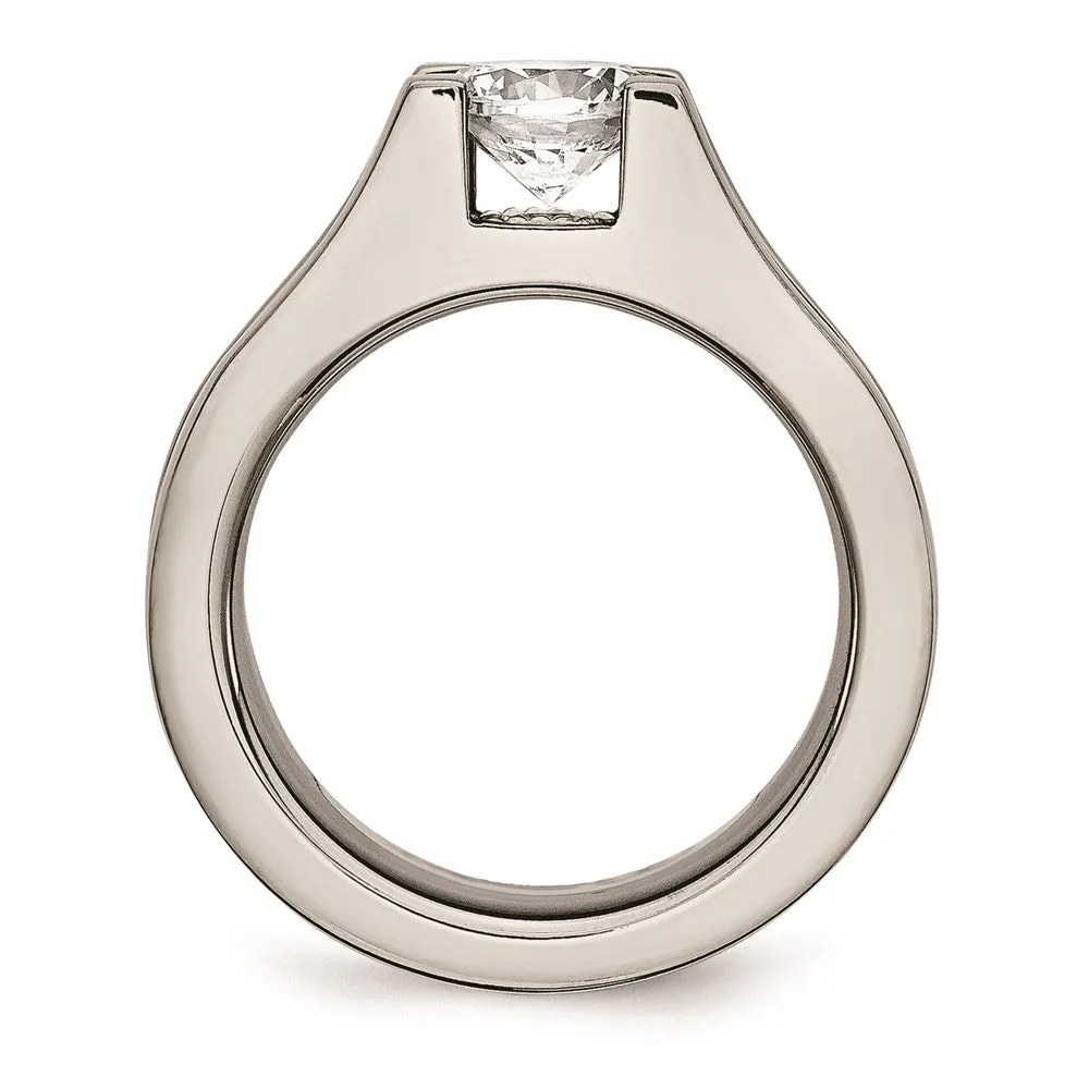 Titanium & Sterling Silver CZ Ring | TB376