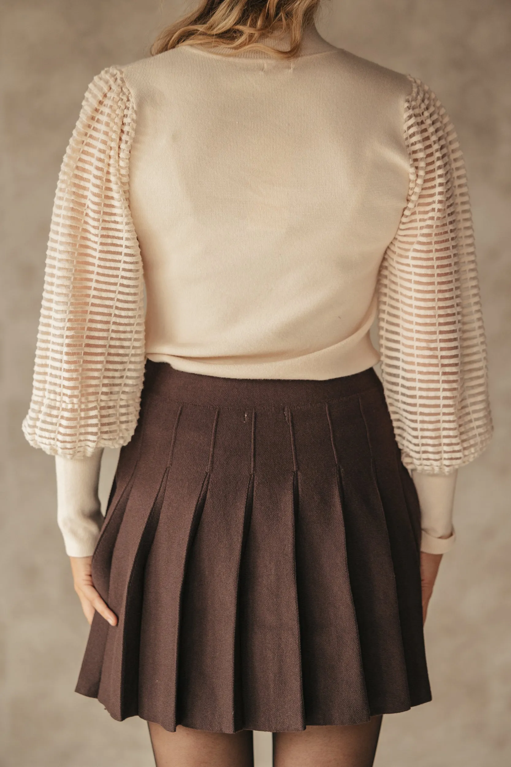 Top beige see through sleeve