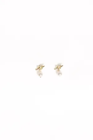 Valentina Knot Earrings - Gold/Pearl
