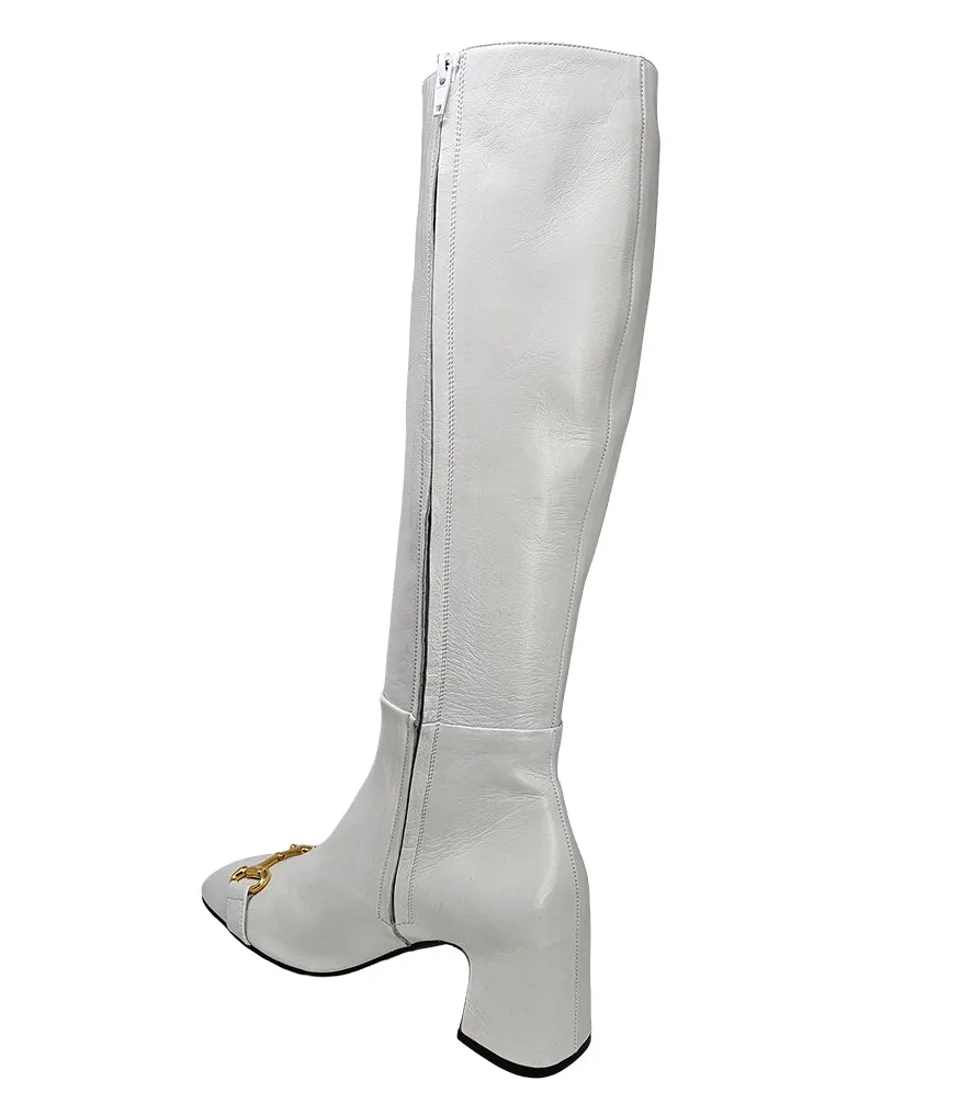 White Tall Lock Boot