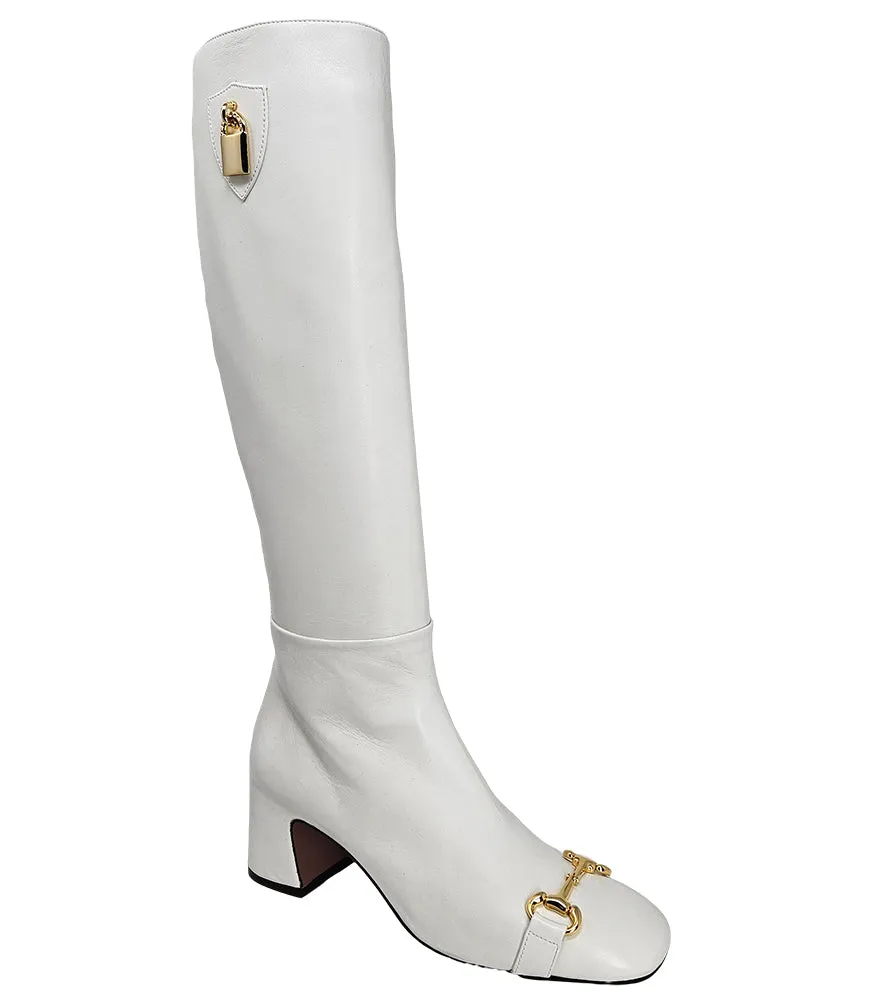 White Tall Lock Boot