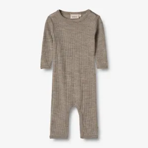 Wool Silk Jumpsuit Frankie - khaki melange